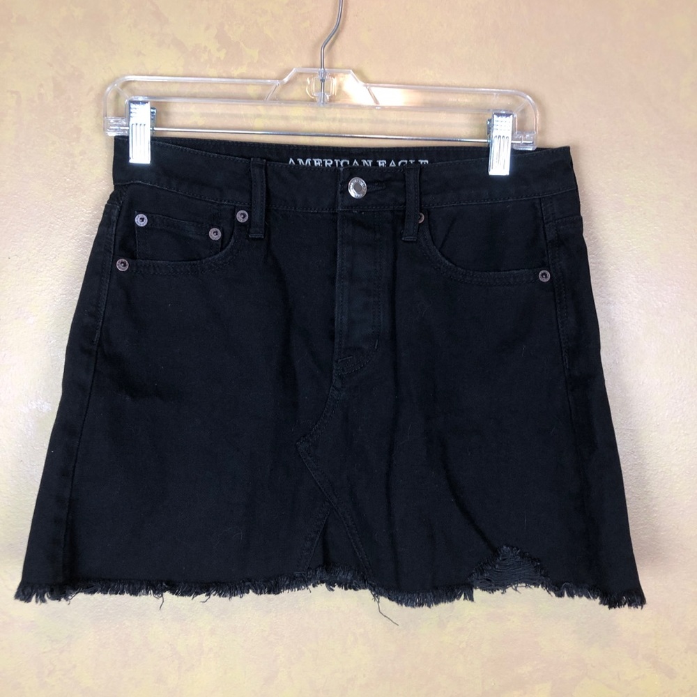 Woman’s skirt, size 4, black with frayed hem, American Eagle